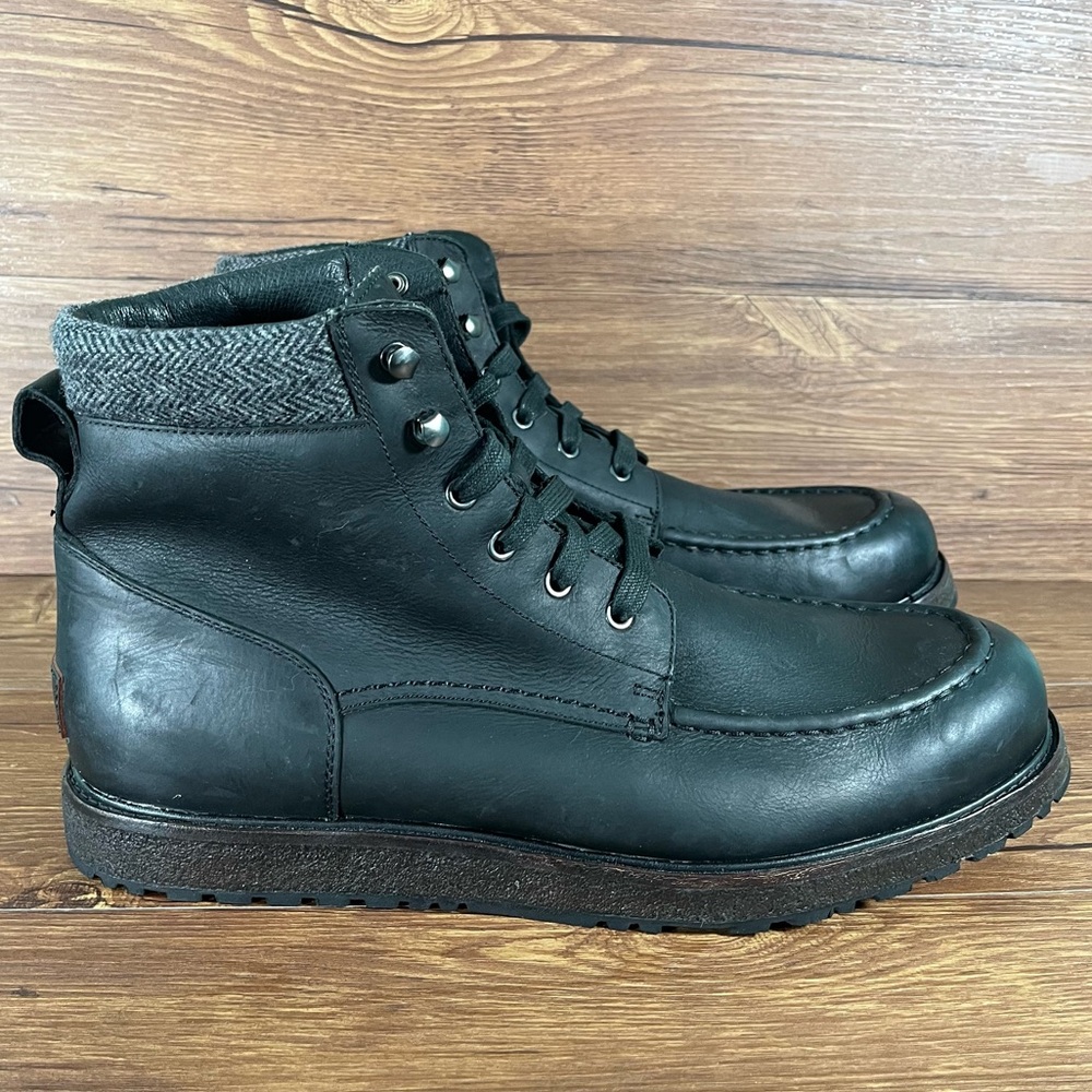 UGG ‘Merrick’ Black Leather Lace Up Boots Men’s Size‎ 14 Shoes